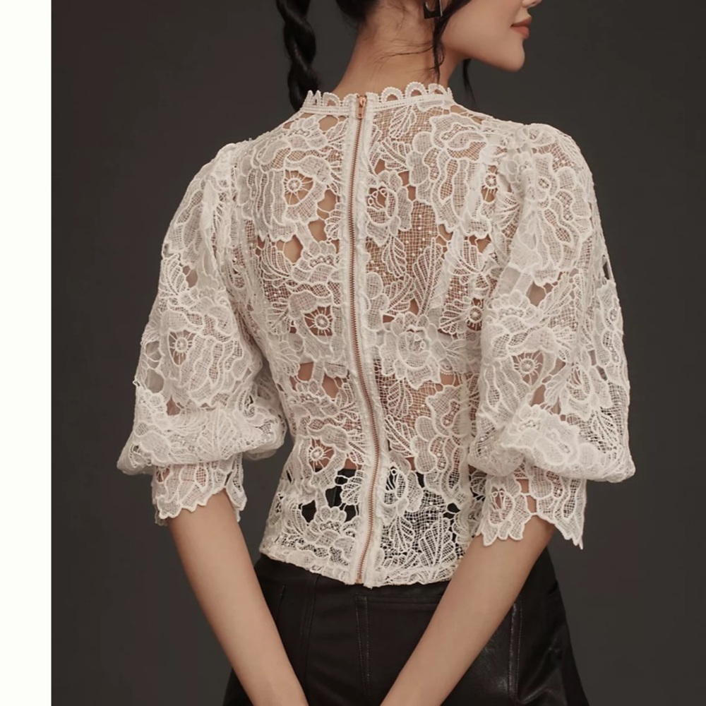 ANTHROPOLOGIE Sarah Hann Lace Blouse - Picture 2 of 4